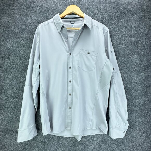 KUHL Shirt Mens Medium Gray Button Up Stretch Quick Dry Performance Outdoor Hike - Picture 1 of 16
